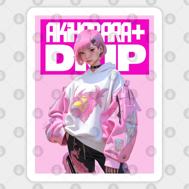 AKIBA DRIP - ⬜💗⬜ K-POP IDOL - KOREAN ANIME GIRL ⬜💗⬜ OVERSIZED HOODIE II⬜💗⬜ Sticker by Akiba Drip